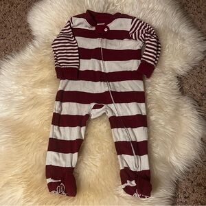 Burt’s Bees Baby Striped Red and Cream White One Piece Sz 3-6 months
